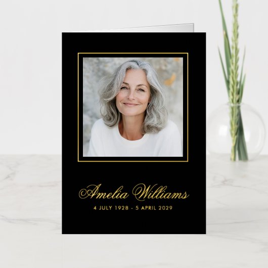 フォト悔やみや弔慰の実在死別フォイル感謝していユー 箔グリーティングカード (正面)