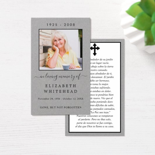 フォト悔やみや弔慰スペインの葬儀祈りの言葉カード (デスク)