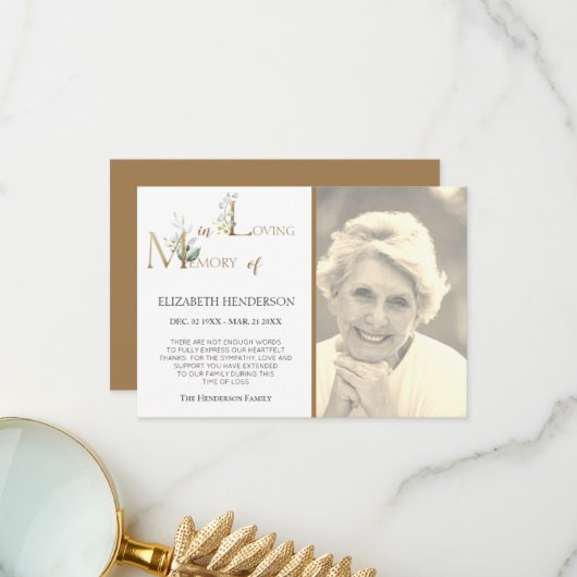 フォト悔やみや弔慰フラットサンキューカード サンキューカード (正面/裏面インサイチュ)