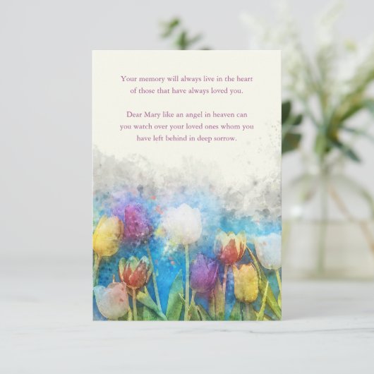 フォト悔やみや弔慰フローラ葬儀サンキューカード 招待状 (スタンド正面)