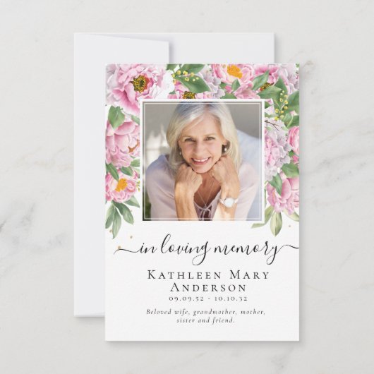 フォト悔やみや弔慰フローラ葬儀 サンキューカード (裏面)