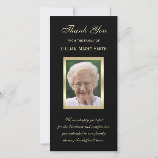 フォト悔やみや弔慰メモリアルありがとうフォトカード サンキューカード (正面)