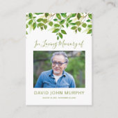 フォト悔やみや弔慰メモリアル祈りの言葉 コーリングカード (正面)