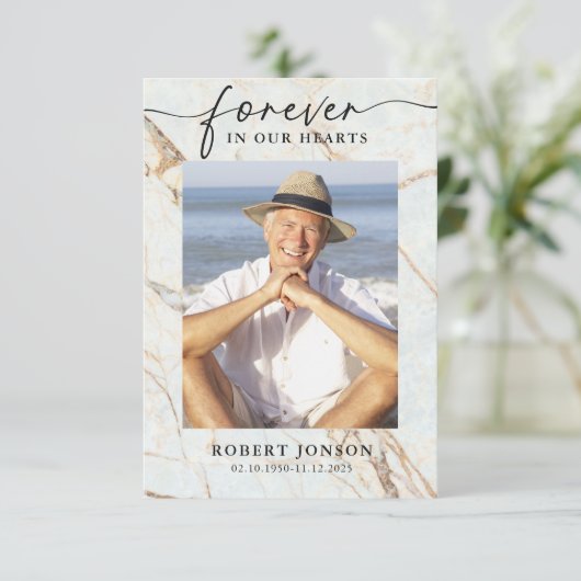 フォト悔やみや弔慰永遠に私たちのハート葬儀 サンキューカード (スタンド正面)