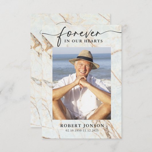 フォト悔やみや弔慰永遠に私たちのハート葬儀 サンキューカード (正面/裏面)