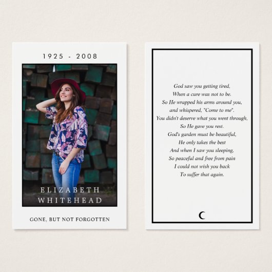 フォト悔やみや弔慰祈りの言葉カード (正面&裏面)