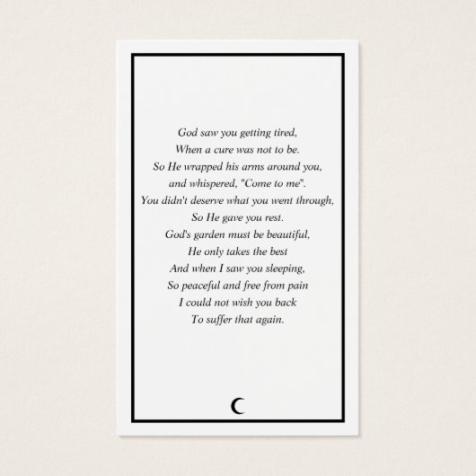 フォト悔やみや弔慰祈りの言葉カード (裏面)