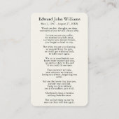 フォト悔やみや弔慰葬儀記念カード 名刺 (裏面)