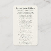 フォト悔やみや弔慰葬儀記念カード 名刺 (裏面)