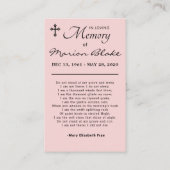 フォト悔やみや弔慰葬儀記念カード 名刺 (裏面)