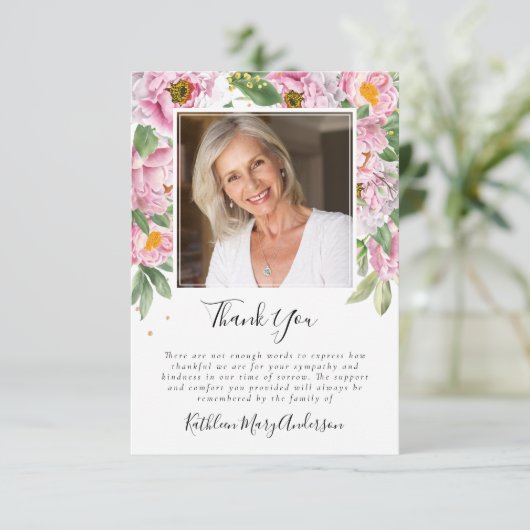 フォト悔やみや弔慰葬儀記念サンキューカード サンキューカード (スタンド正面)
