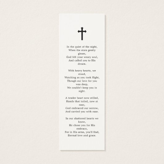 フォト悔やみや弔慰葬儀記念祈りの言葉しおり (裏面)