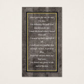 フォト悔やみや弔慰葬儀記念祈りの言葉カード (裏面)