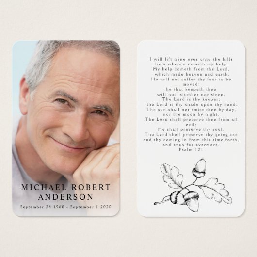 フォト悔やみや弔慰葬儀記念祈りの言葉カード (正面&裏面)