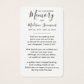 フォト悔やみや弔慰葬儀記念祈りの言葉カード (裏面)