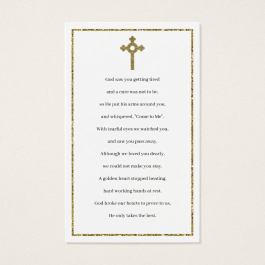 フォト悔やみや弔慰葬儀記念祈りの言葉カード (裏面)