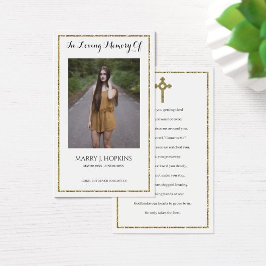 フォト悔やみや弔慰葬儀記念祈りの言葉カード (デスク)