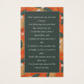 フォト悔やみや弔慰葬儀記念祈りの言葉カード (裏面)