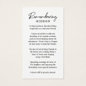 フォト悔やみや弔慰葬儀記念祈りの言葉カード (裏面)