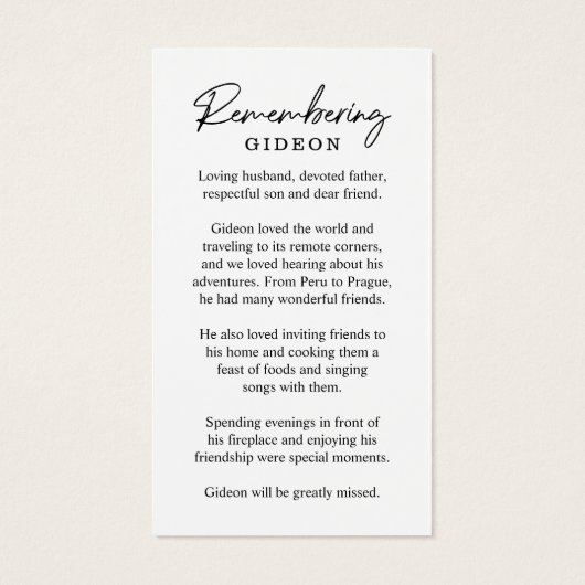 フォト悔やみや弔慰葬儀記念祈りの言葉カード (裏面)