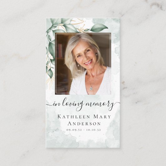 フォト悔やみや弔慰葬儀記念祈りの言葉カード コーリングカード (正面)