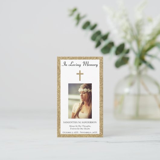 フォト悔やみや弔慰記念葬式祈りの言葉カード 名刺 (スタンド正面)