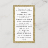 フォト悔やみや弔慰記念葬式祈りの言葉カード 名刺 (裏面)