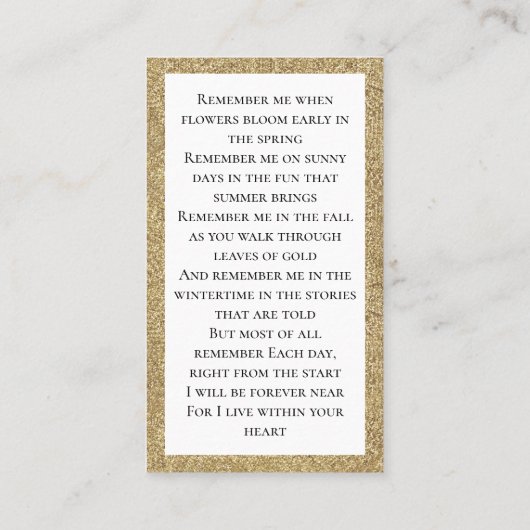 フォト悔やみや弔慰記念葬式祈りの言葉カード 名刺 (裏面)