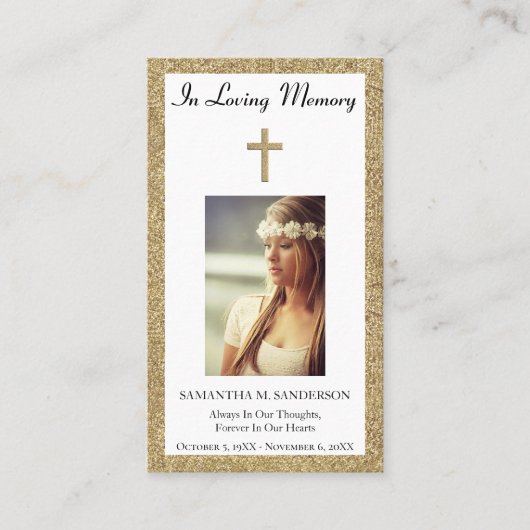 フォト悔やみや弔慰記念葬式祈りの言葉カード 名刺 (正面)