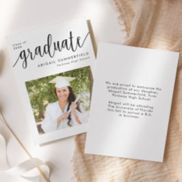 フォト手書きスクリプトの卒業発表 サンキューカード