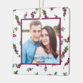 フォト手書きスクリプトウィンターベリー セラミックオーナメント (左)