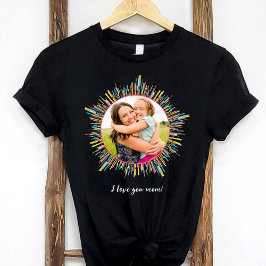 フォト抽象芸術とアカラフルートカスタム文字ダーク Tシャツ