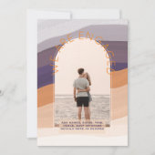 フォト招待状デイブDate Purple Orange 結婚's 招待状 (正面)