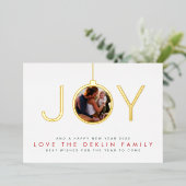 フォト数々のオーナメントメリークリスマス金ゴールドJOY 箔シーズンカード (立ち正面)