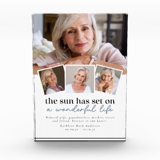 フォト数々のコラージュ悔やみや弔慰フォト記念 フォトブロック (正面)