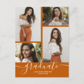フォト数々のバーントオレンジ卒業招待状 ポストカード (正面)
