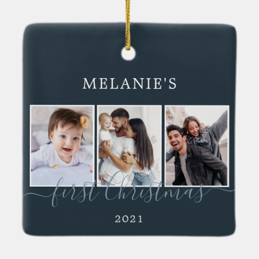 フォト数々の初めてのクリスマスベビーセラミックオーナメント セラミックオーナメント (裏面)