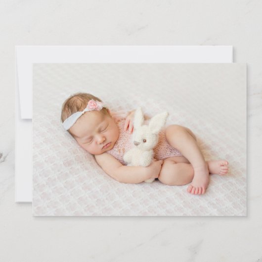 フォト数々の赤面ピンクフローラ誕生 案内状 (裏面)