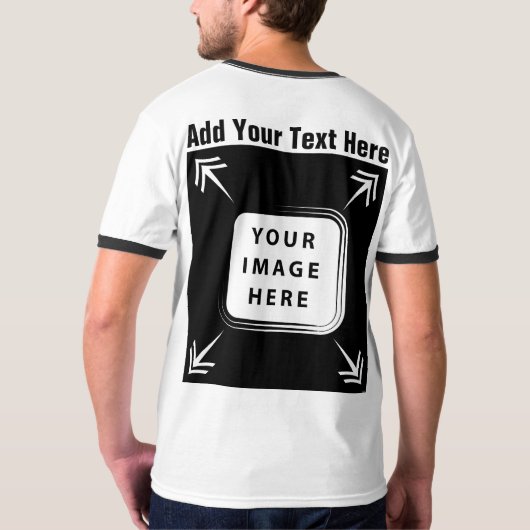 フォト文字カスタムテンプレートの前面の背面を追加 Tシャツ (裏面)