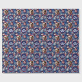 フォト文字レッドブルーホワイト7月誕生日4日 ラッピングペーパー (フラット)