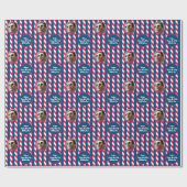 フォト文字レッドブルーホワイト7月4日ストライプの ラッピングペーパー (フラット)