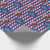 フォト文字レッドブルーホワイト7月4日ストライプの ラッピングペーパー (角)