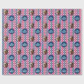 フォト文字レッドブルーホワイト7月4日ダイヤモンド ラッピングペーパー (フラット)