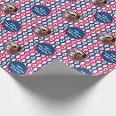 フォト文字レッドブルーホワイト7月4日ダイヤモンド ラッピングペーパー (角)