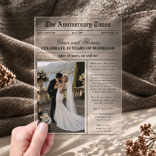 フォト新聞結婚記念日 アクリル招待状