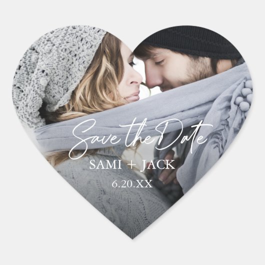 フォト日付の保存ハート=シェイプ封筒用シール ハートシール (正面)