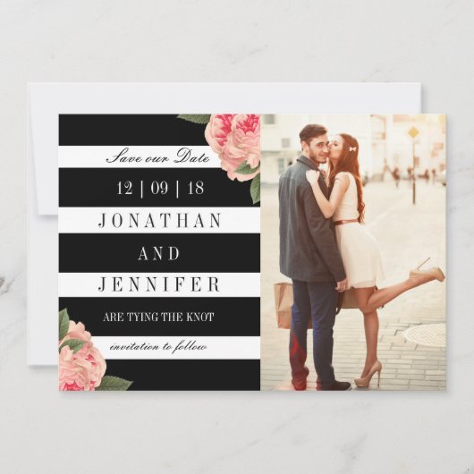 フォト日付を白黒で保存ストライプする セーブザデート (正面)