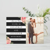 フォト日付を白黒で保存ストライプする セーブザデート (スタンド正面)