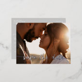 フォト日付ホイルはがきを保存 – Silver 箔シーズンポストカード (正面/裏面)