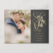 フォト日付金ゴールドスエレガントクリプトの保存 案内ポストカード (正面)